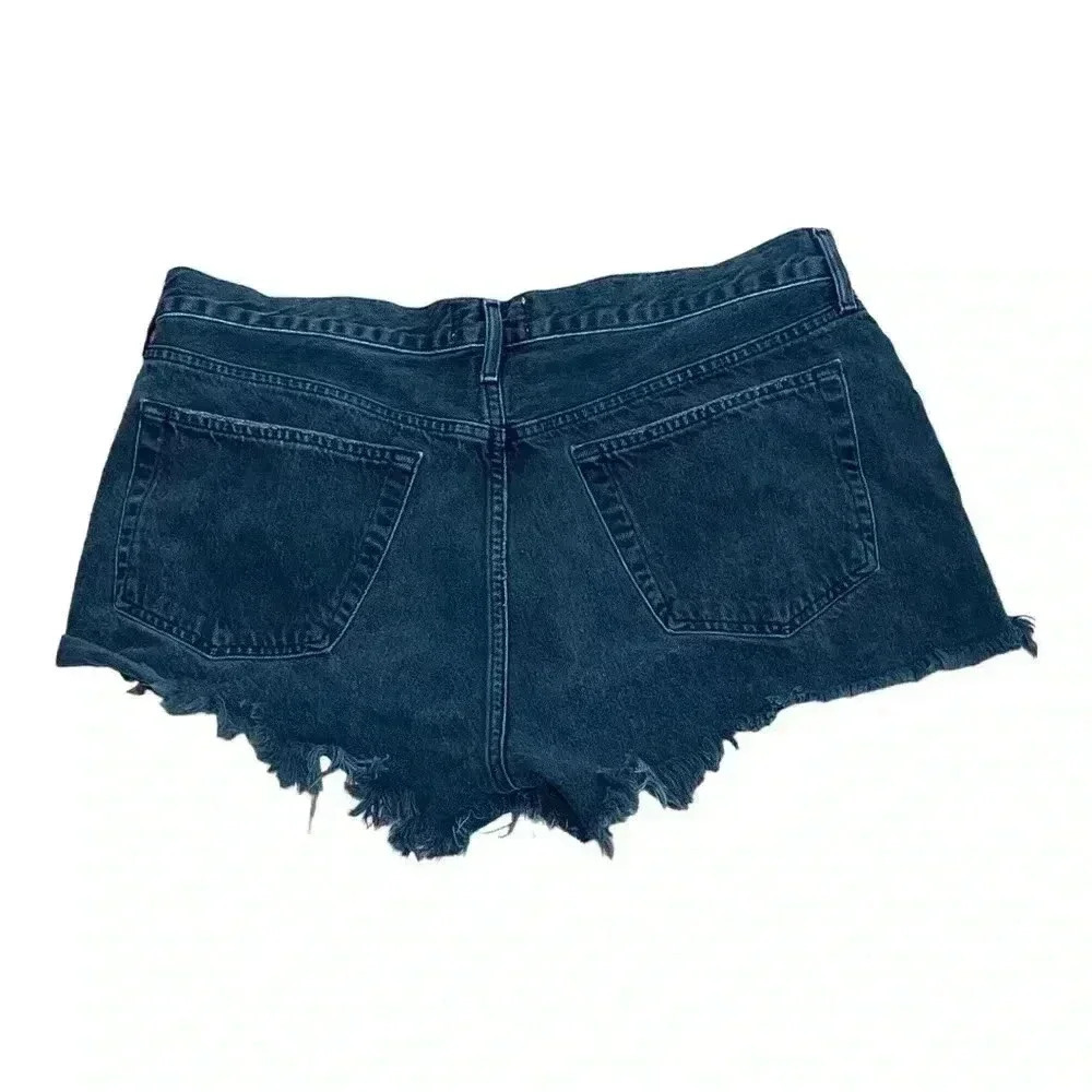 AGOLDE Parker Black  distressed shorts 32 Intentional distressing button fly - Picture 2 of 6